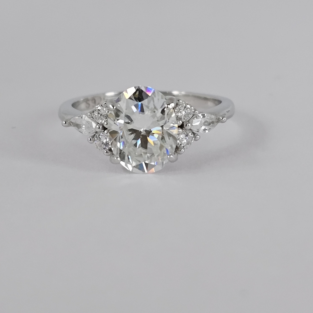 Certified GRA Moissanite Ring 18k Gold over Sterling Silver Sz 6! NEW - Picture 3 of 12